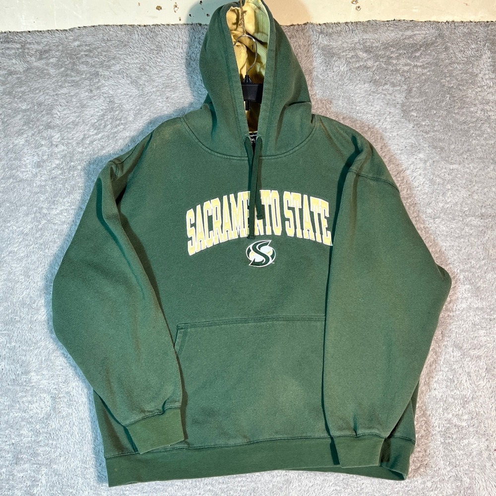 Champion Elite Sacramento State Hornets Hoodie Green Sweatshirt Mens 2XL NCAA